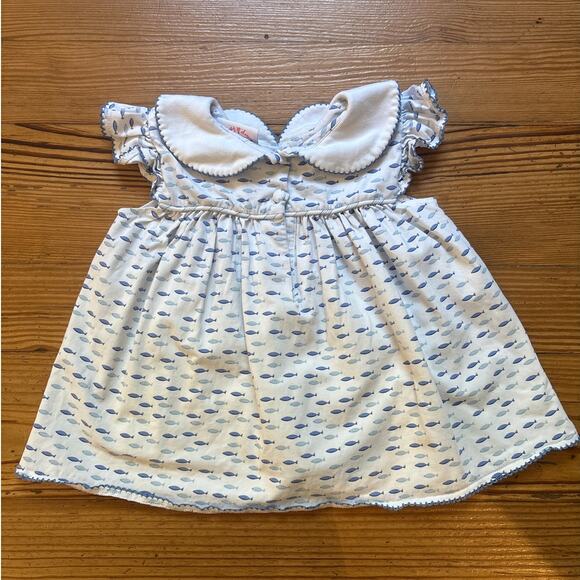 Shrimp & Grits Kids white fish short ruffle sleeve button back shirt SIZE 2T - Picture 6 of 6